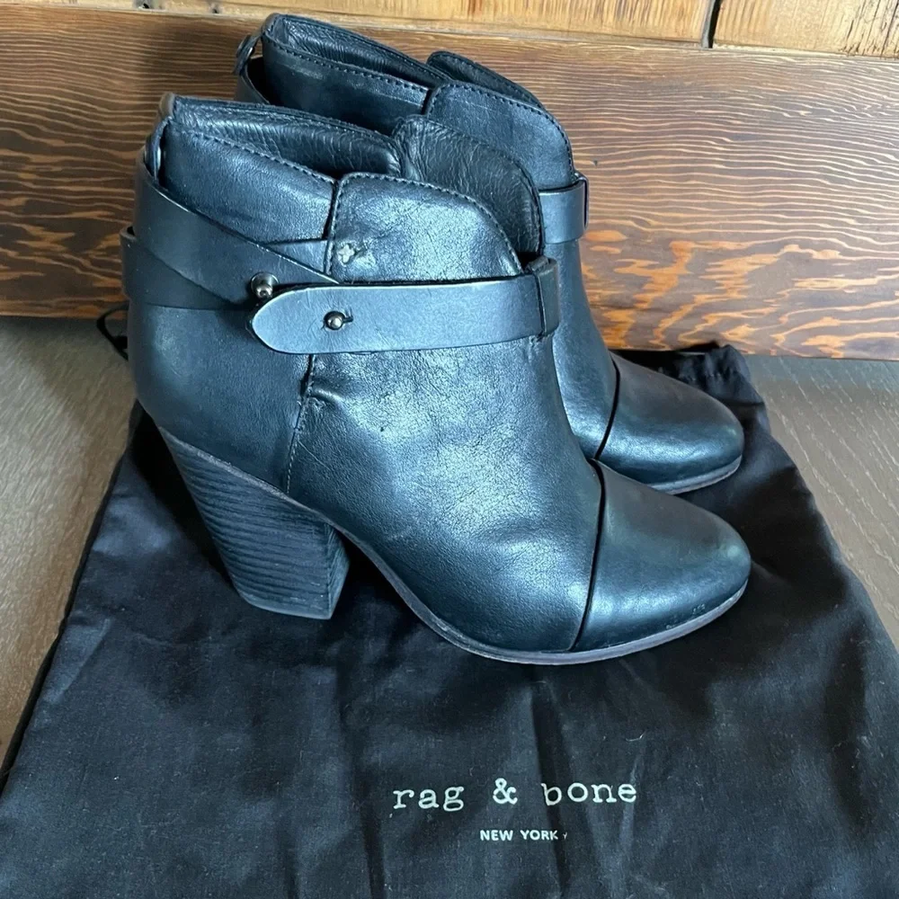 Rag & Bone Black Leather Ankle Boots - excellent condition - Picture 1 of 5